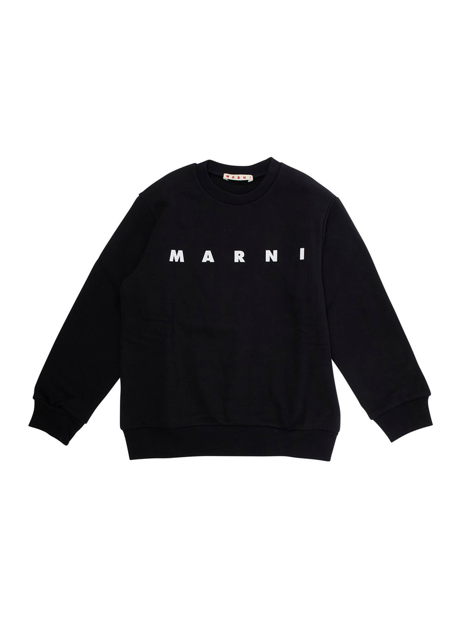 Crewneck Sweatshirt Black Cotton Hoods & Sweatshirts