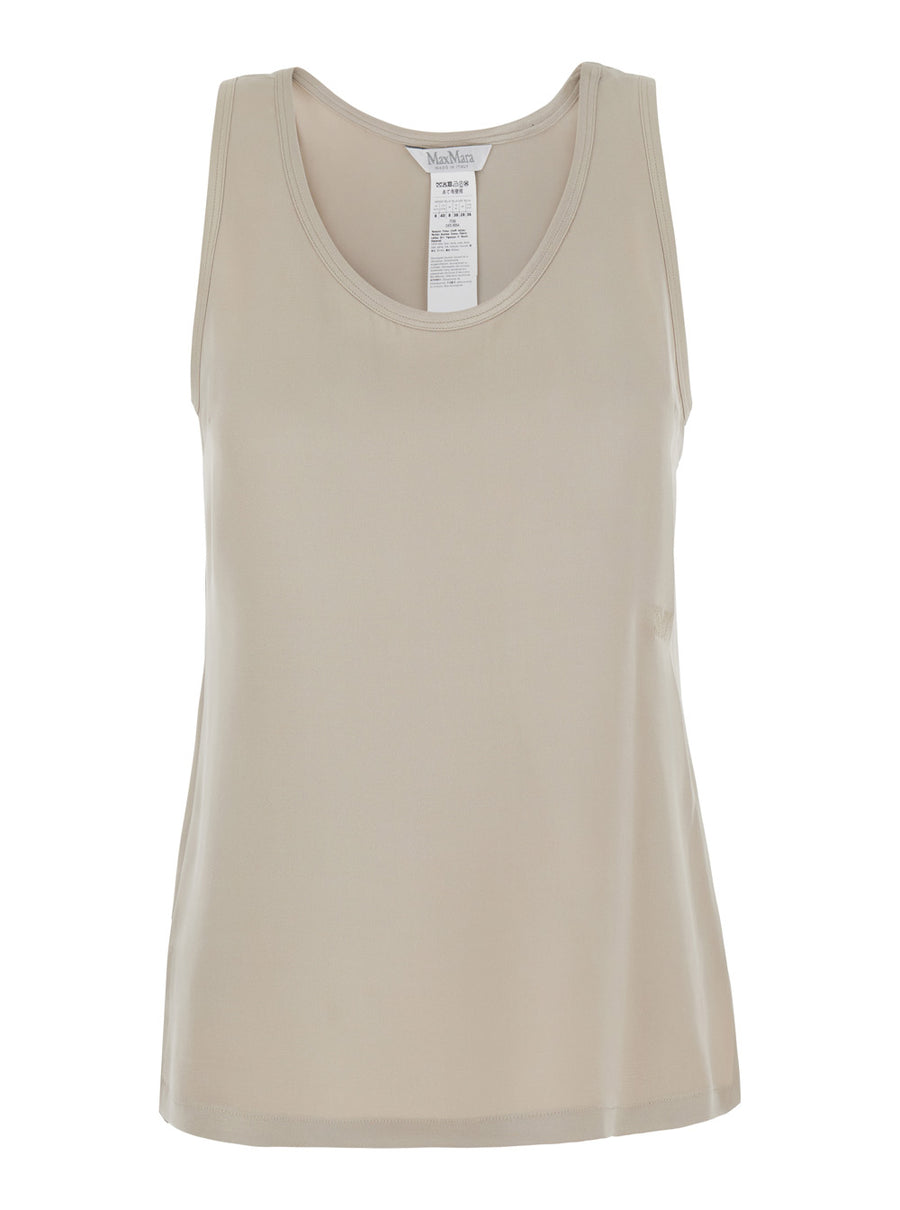 Sleeveless Top Pavido Beige Silk Tops