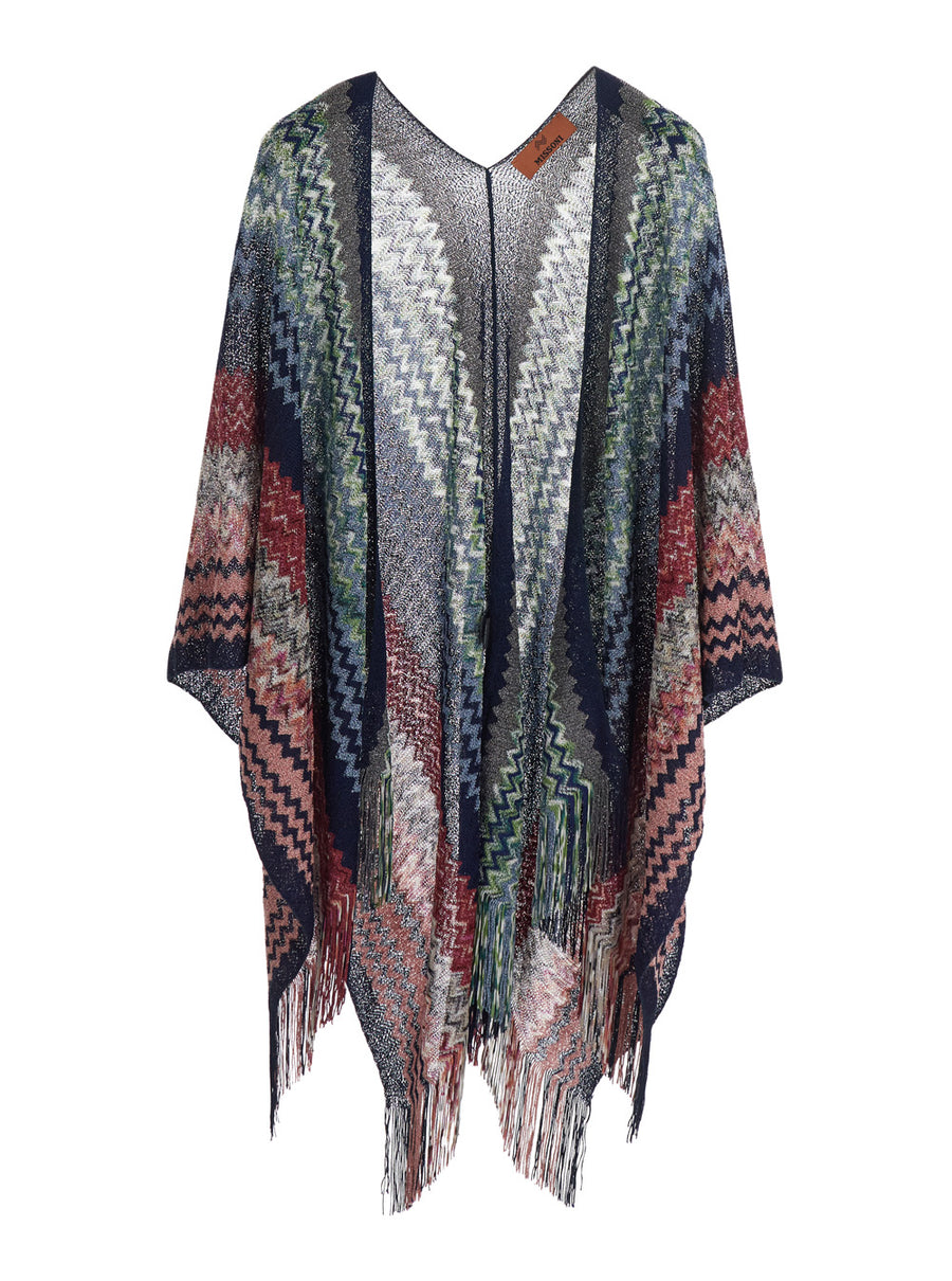 Cape Multicolour Tech Fabric Viscose Coat