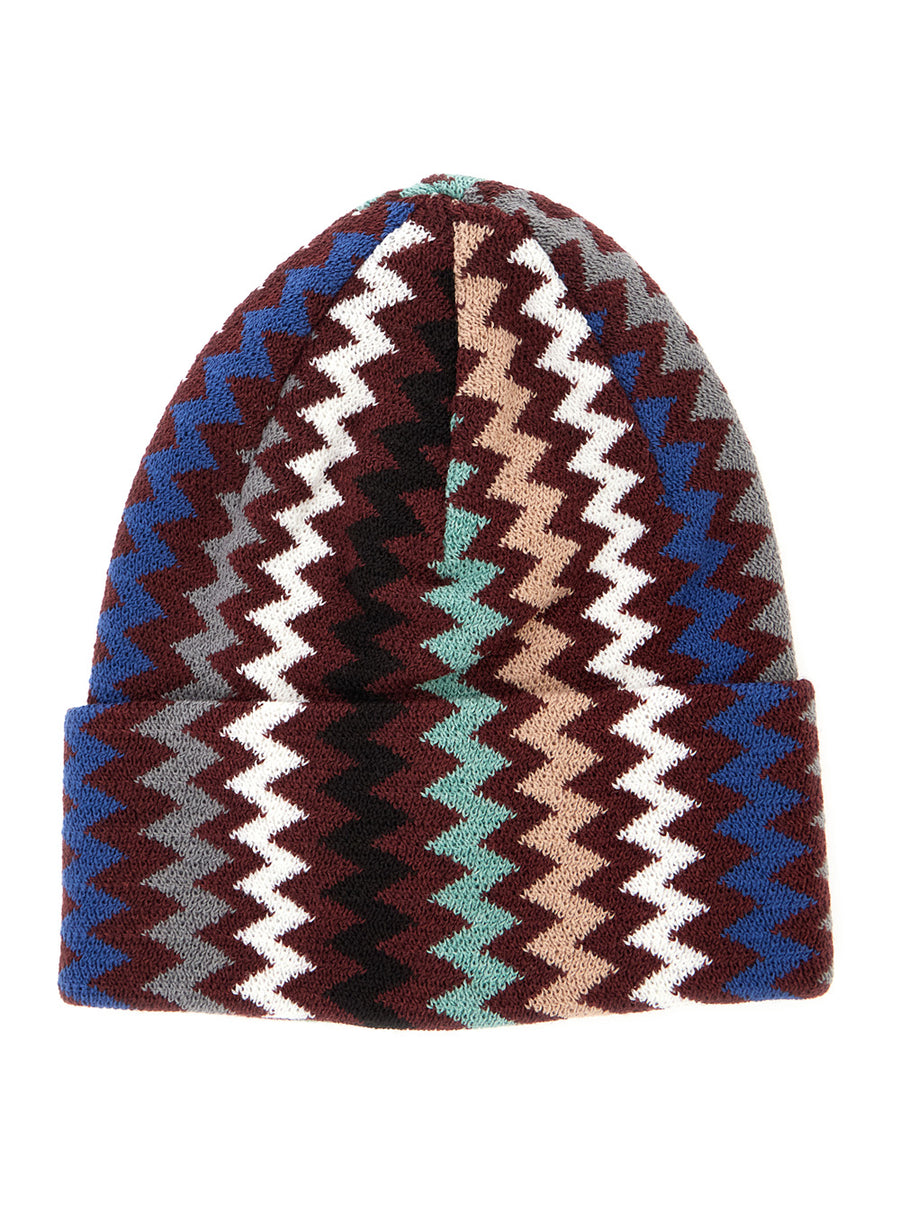 Knitted Beanie Multicolour Wool Blend Acrylic Hat