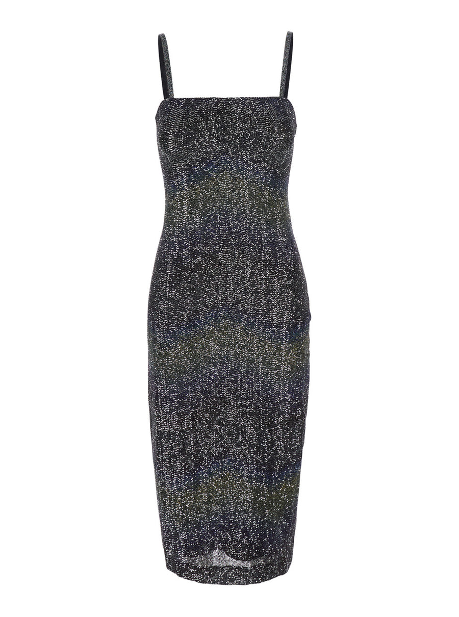 Midi Dress Zigzag Sequin Multicolour Polyamide