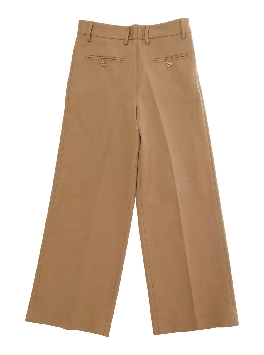Trousers Unisex Brown Wool Blend