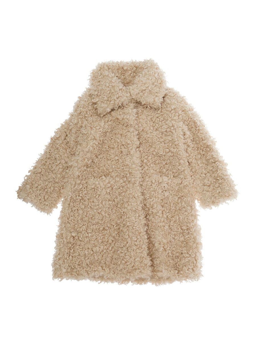 Girls Coat Beige Ecofur Polyester