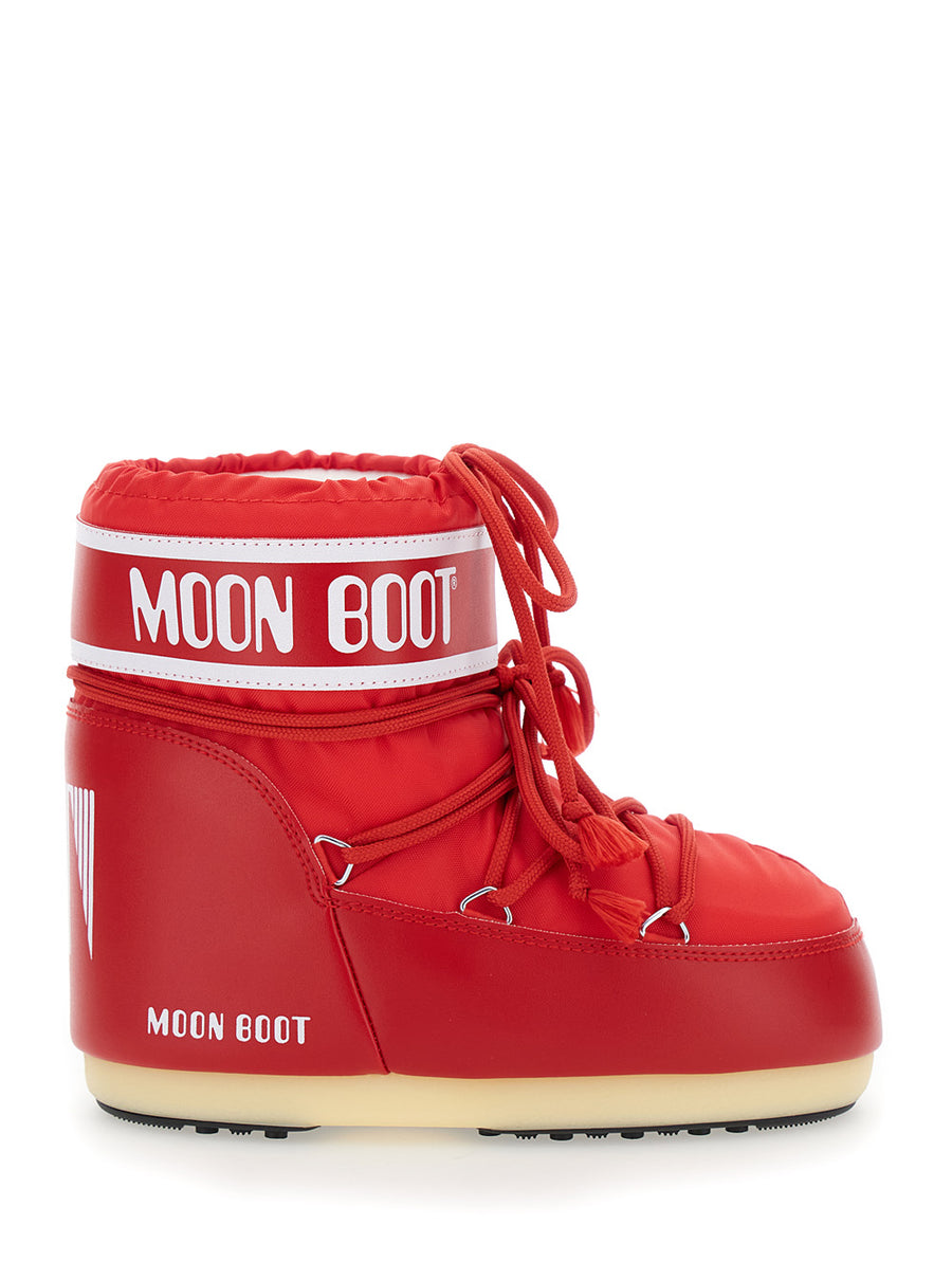 Snow Boots With Logo Print Red Technical Fabric
