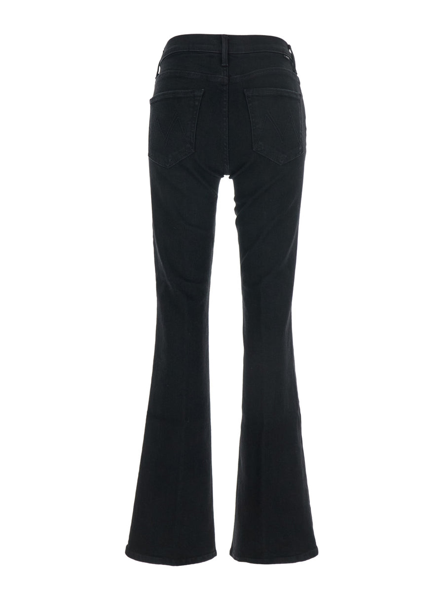 Jeans Mid Rise Flared Black Denim