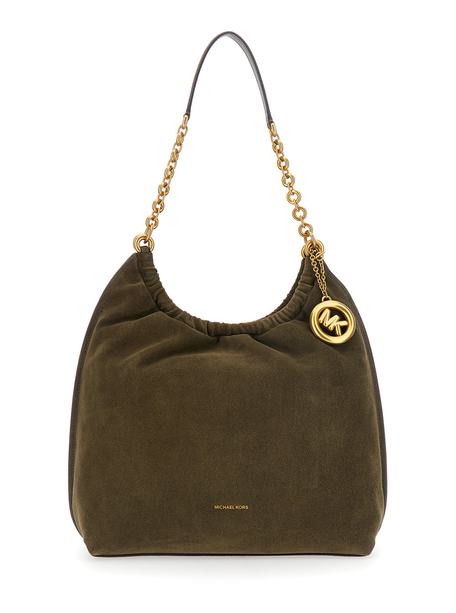 Shoulder Bag Indie Green Suede Cow Leather