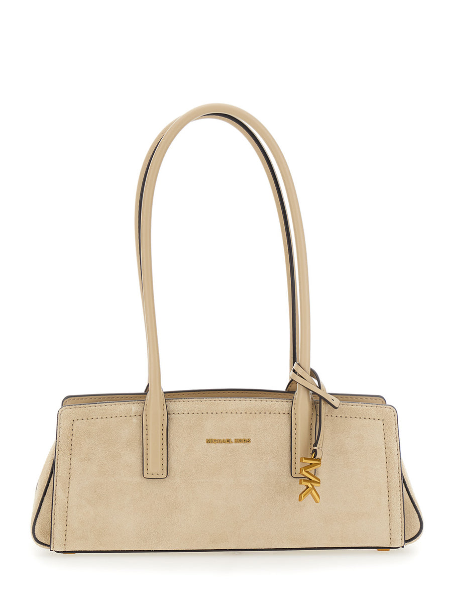 Shoulder Bag Laila Suede Beige Cowhide Leather