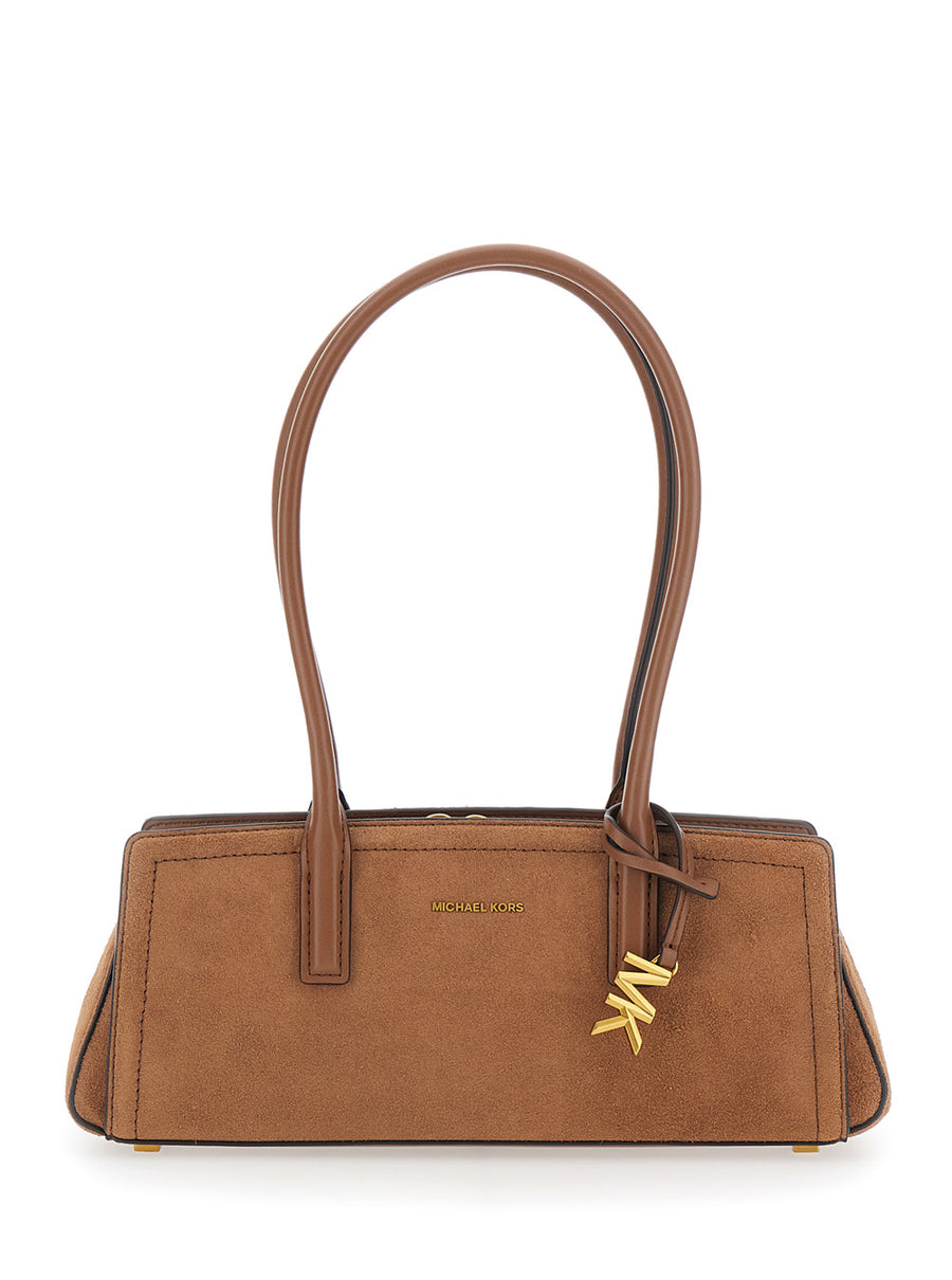 Shoulder Bag Laila Brown Suede Cowhide Leather