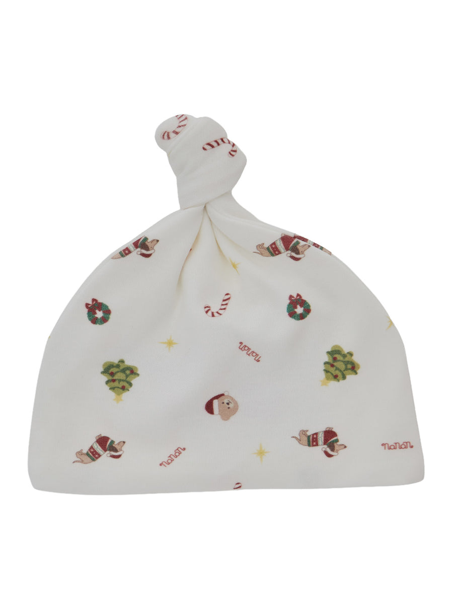 Hat With Cuff And Patch, White Cotton