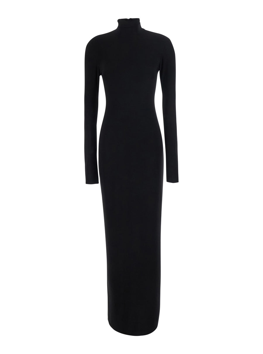 Long Dress Black Polyester
