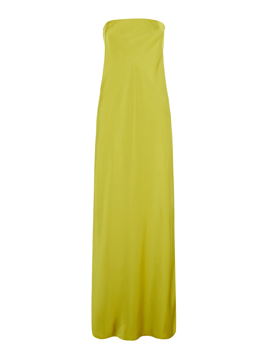 Long Dress Bias Yellow Tech Fabric Polyester