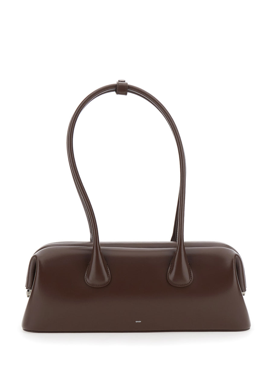 Shoulder Bag Boat Wide Brown Leather Cow