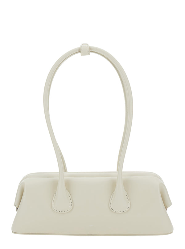 Shoulder Bag Boat Wide Mini White Leather Cow
