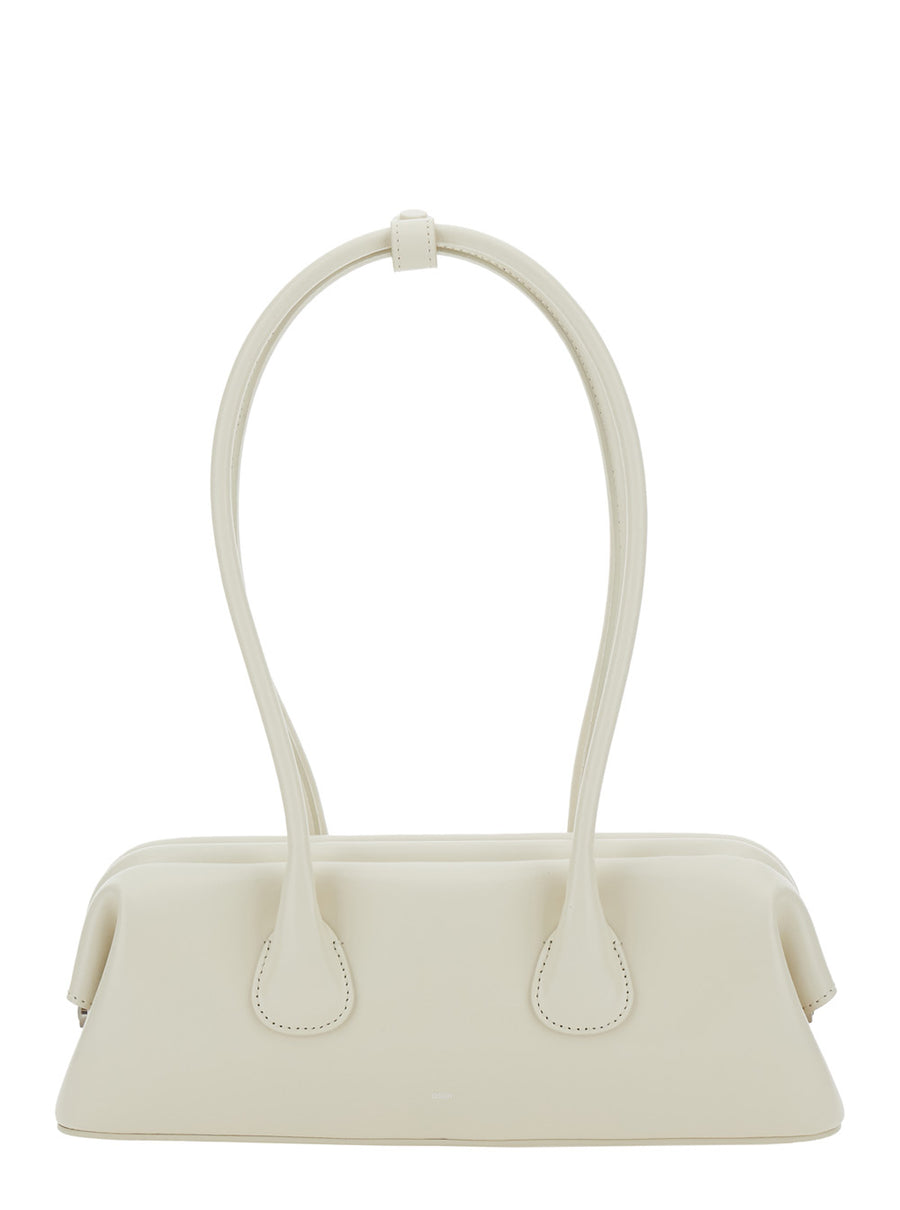 Shoulder Bag Boat Wide Mini White Leather Cow