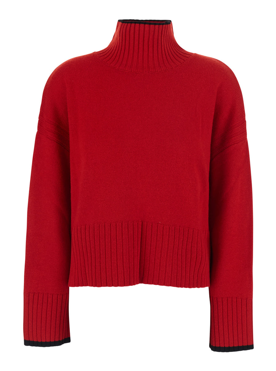 Sweater Red Wool And Cashmere Tops
