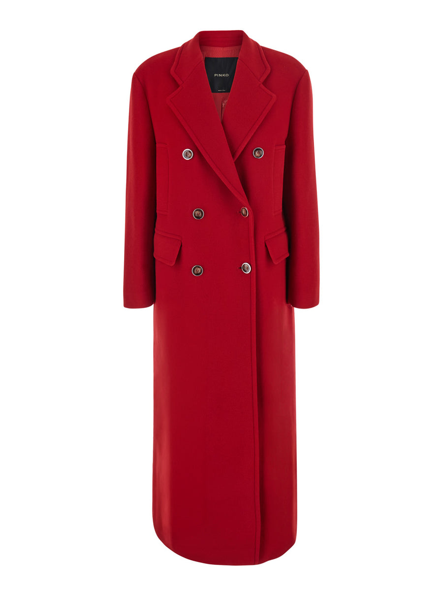Coat Double-Breasted Wool Red