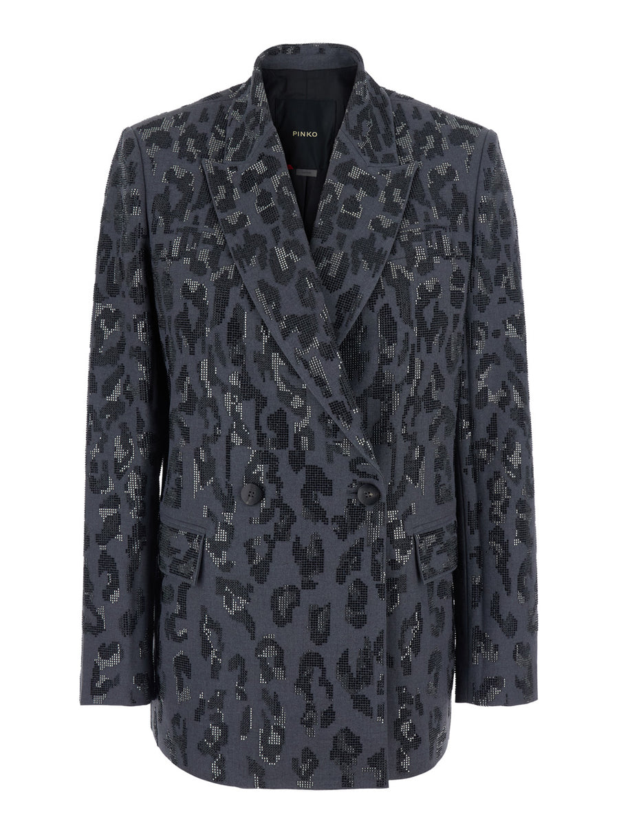 Jacket With Mixed Studs, Grey Polyester Blazers