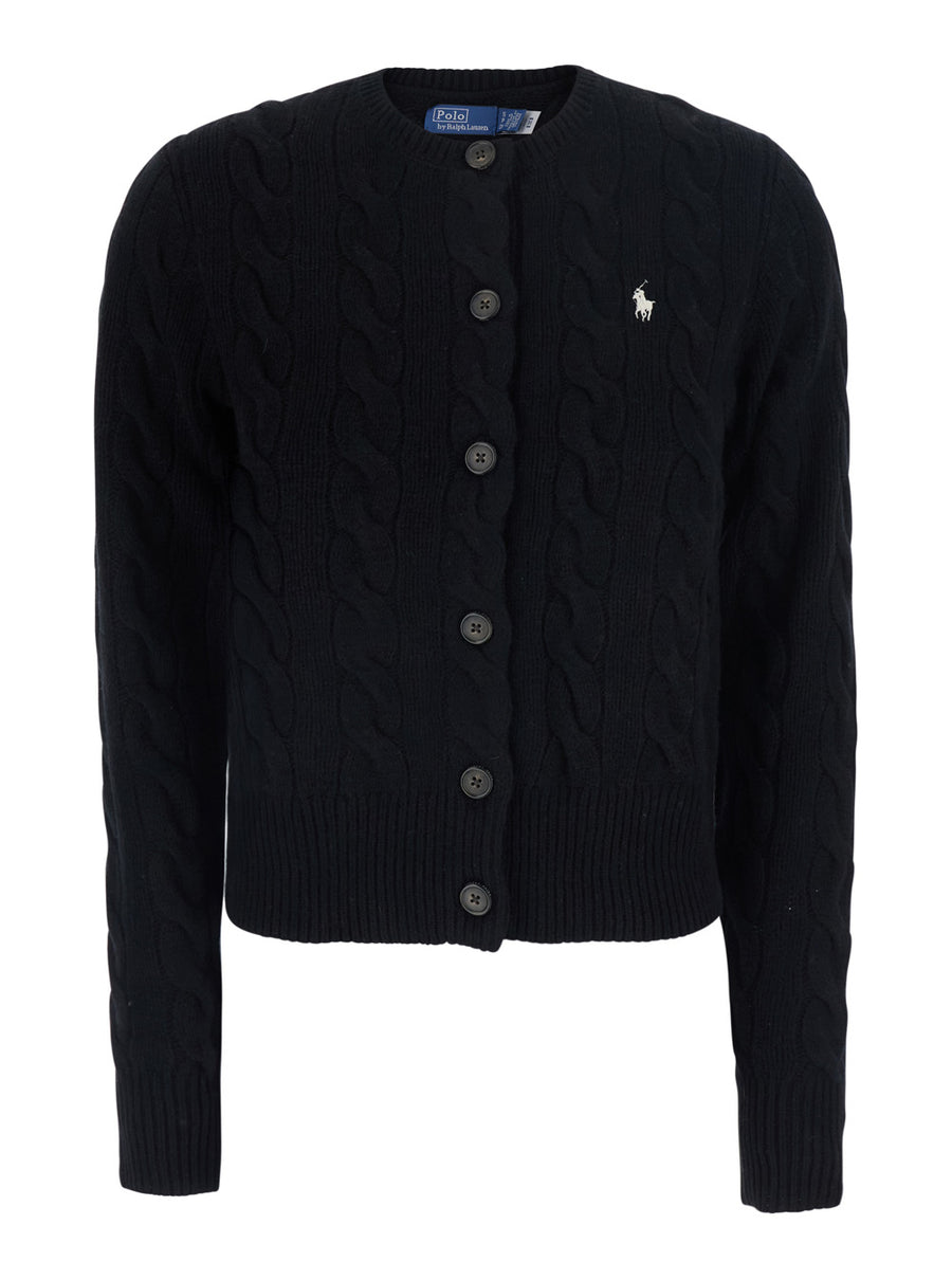 Cropped Wool And Cashmere Cardigan Black Tops