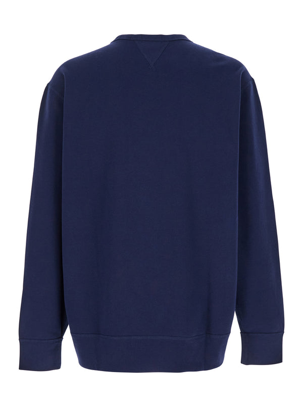 Sweatshirt With Embroidered Pony Logo — Blue Cotton Sweatshirts