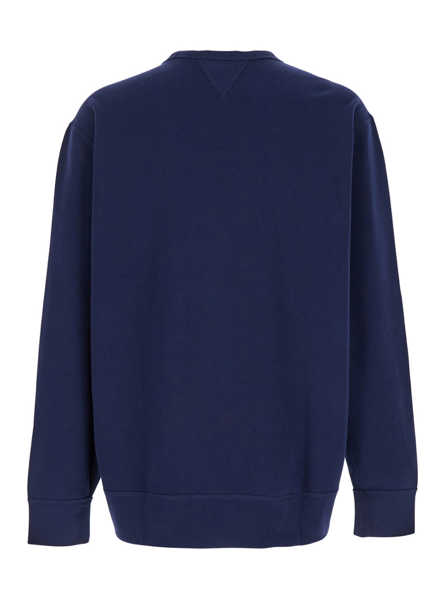 Sweatshirt With Embroidered Pony Logo — Blue Cotton Sweatshirts