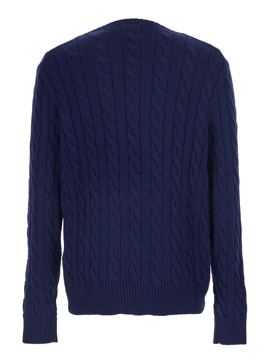 Crewneck Sweater Blue Cotton Tops