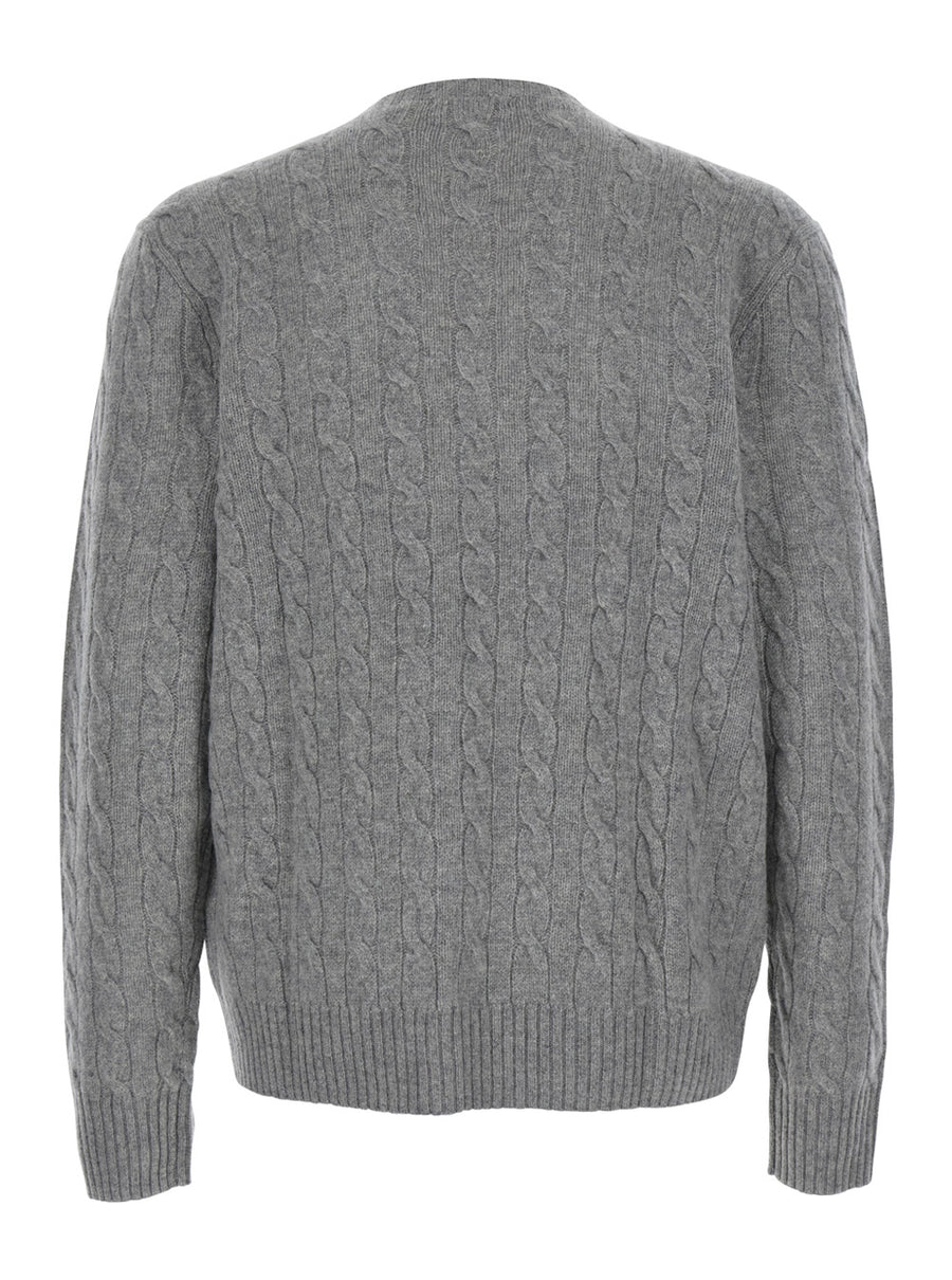 Crew Neck Sweater Wool-Cashmere Grey Tops