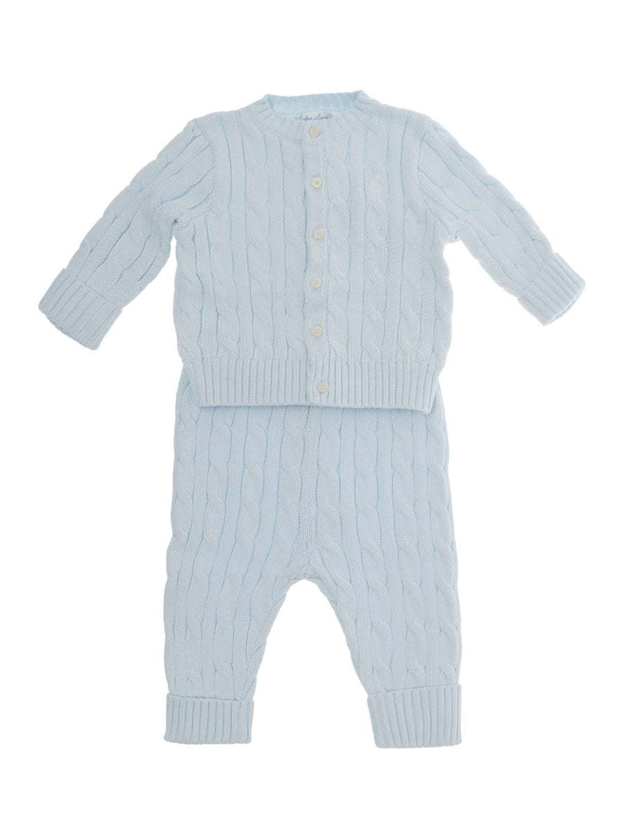Cotton Sweater And Pants Set Light Blue Tracksuit Sets