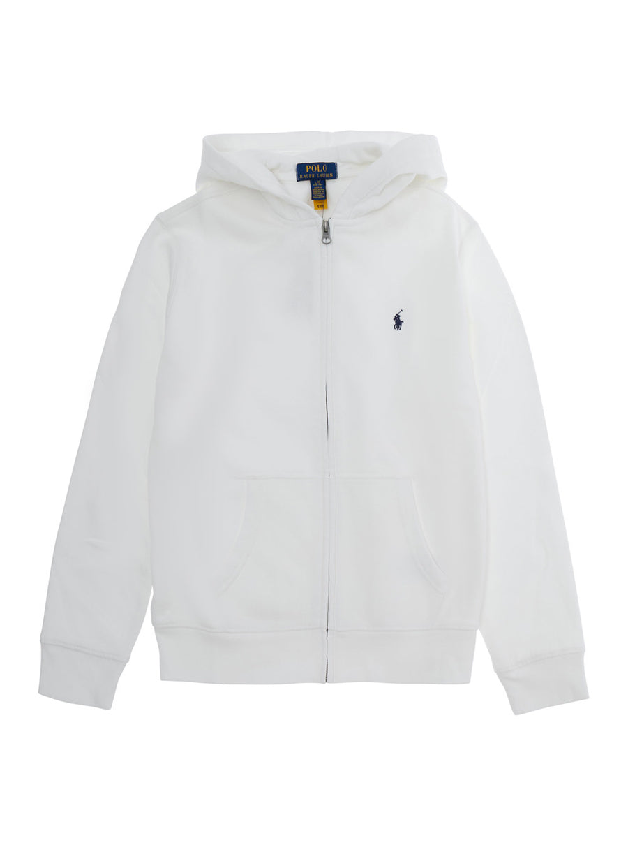Hooded Zip-Up Sweatshirt White Cotton Hoods & Sweatshirts