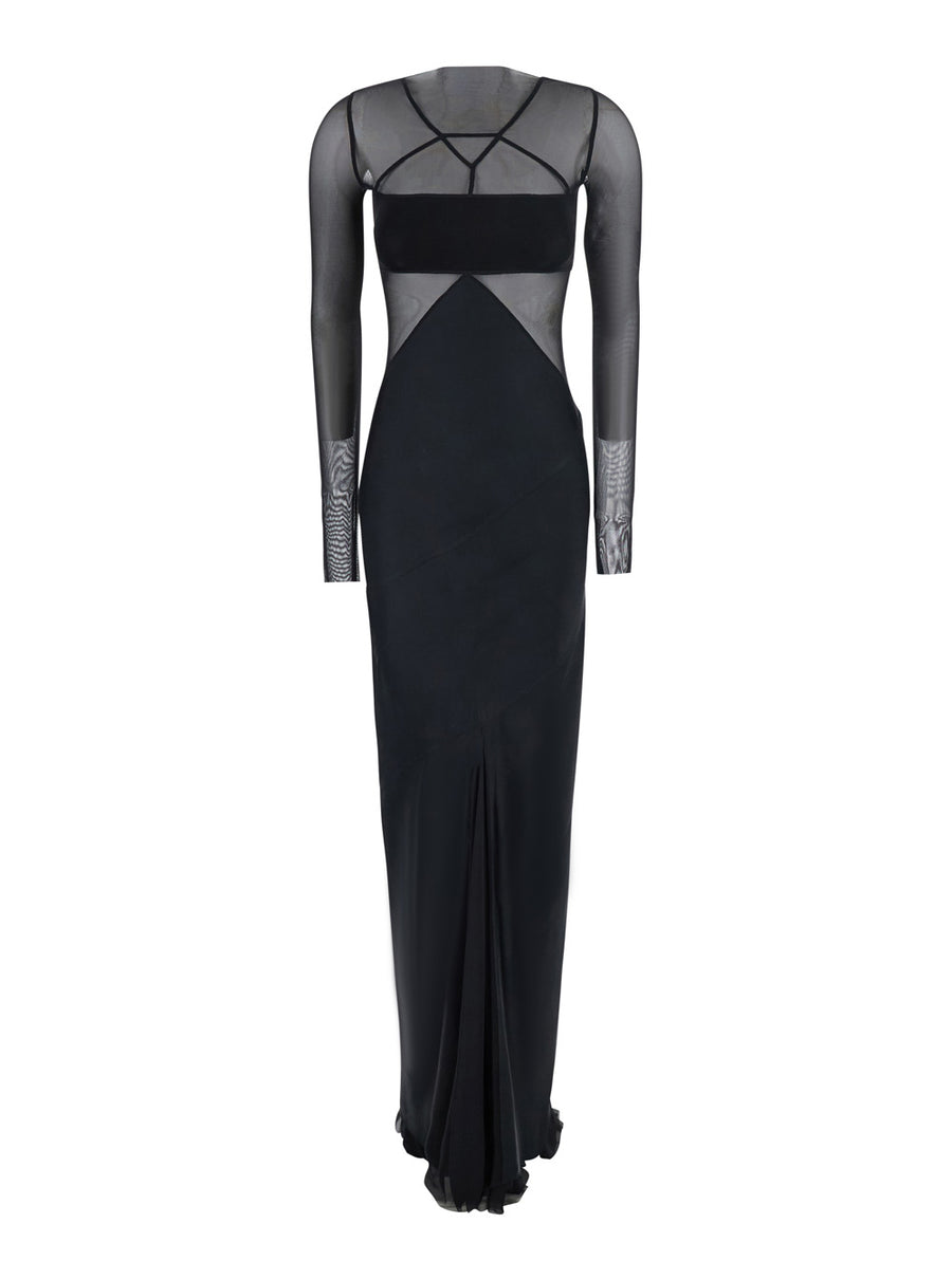 Combo Gown Black Tech Fabric Acetate