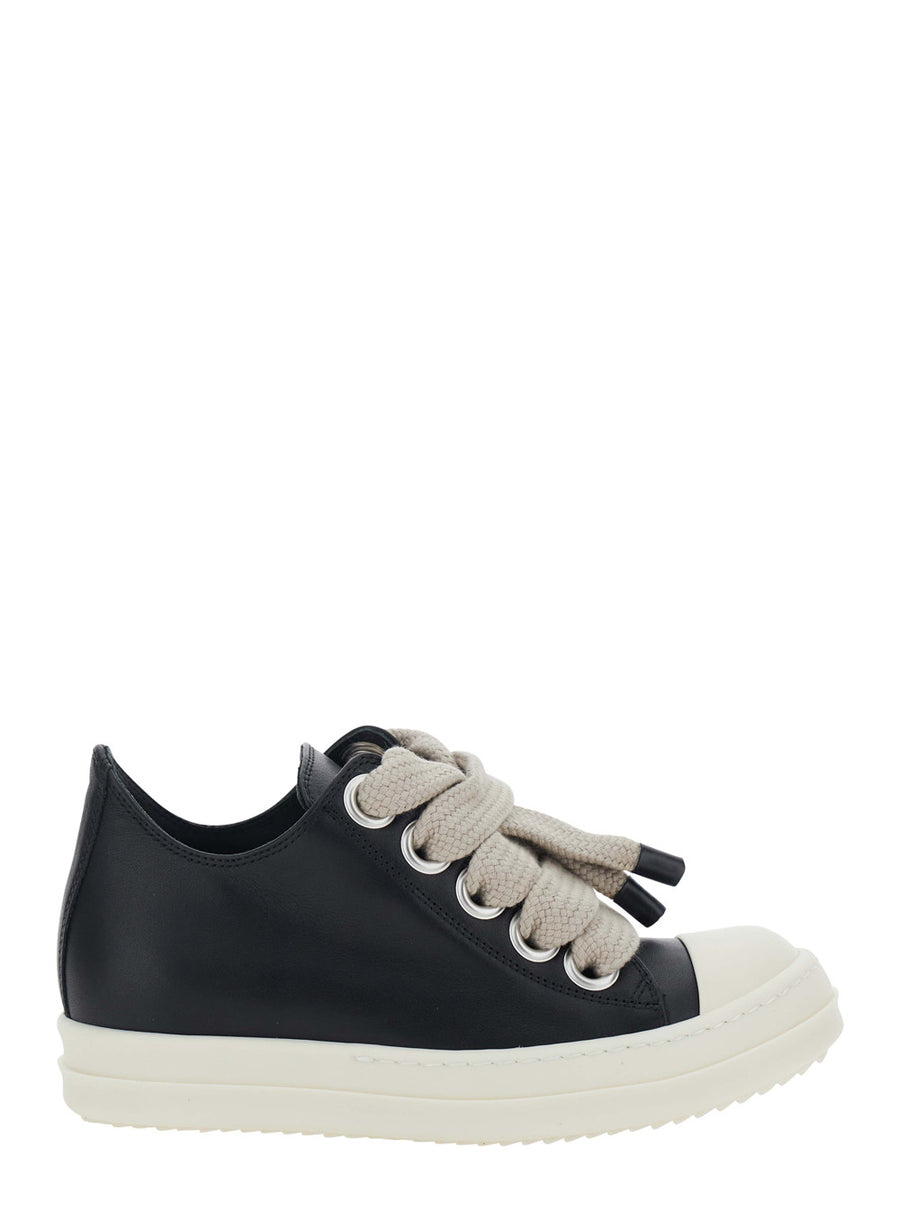 Low Top Sneakers Jumbolace Black Leather Trainers
