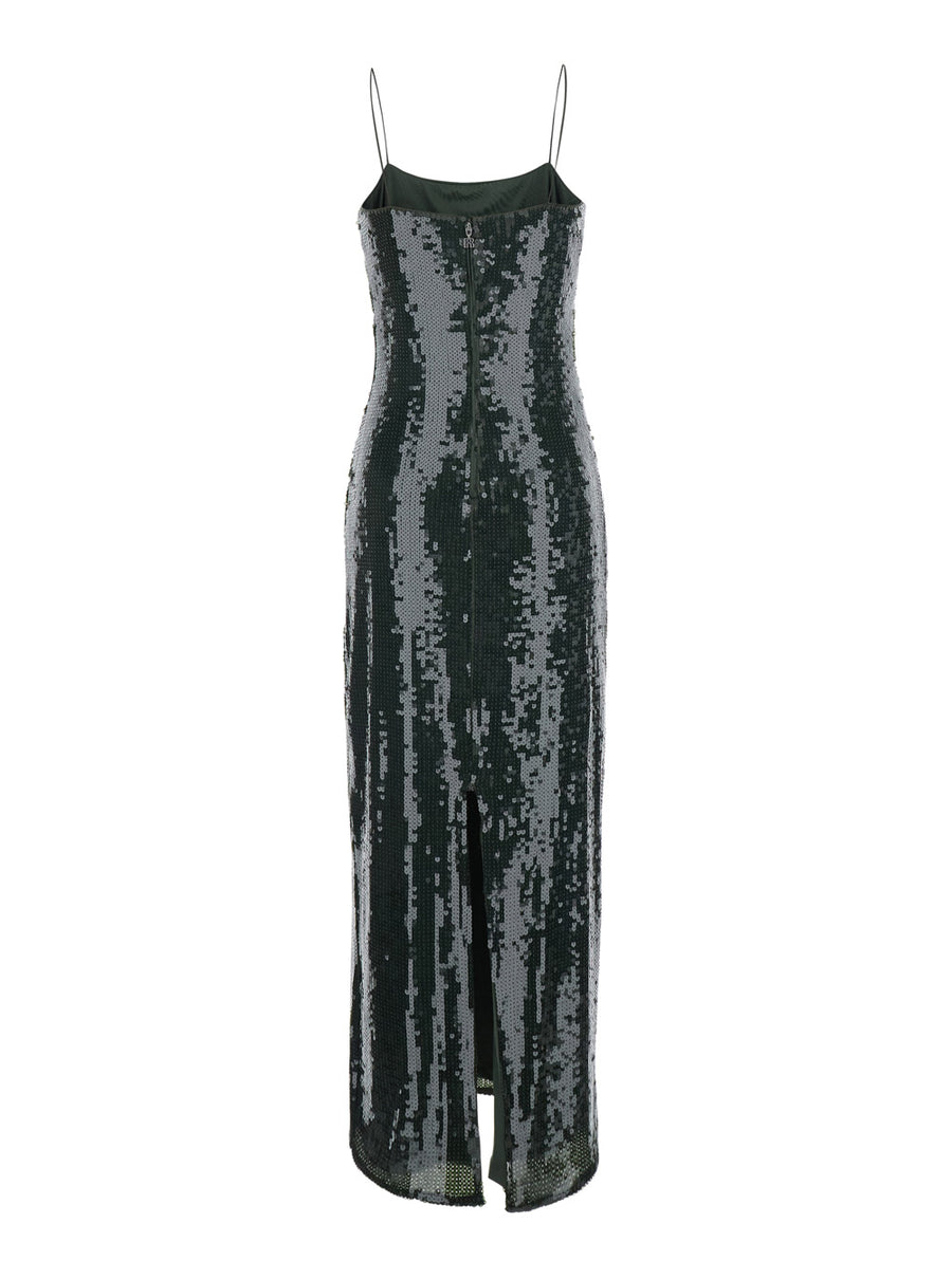 Long Sequin Dress Green Polyester (recycled)