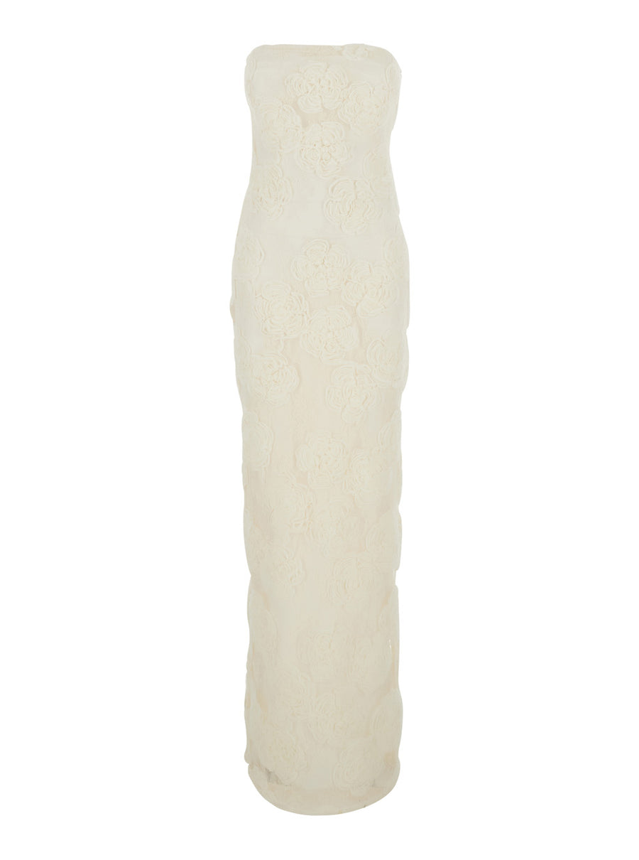 Dress Off-Shoulder Sleeveless White Polyamide