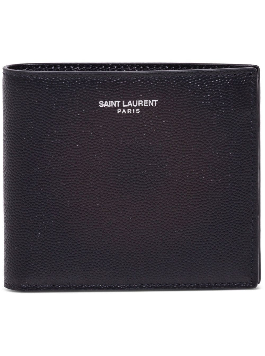 Bifold Wallet Black Leather Calfskin