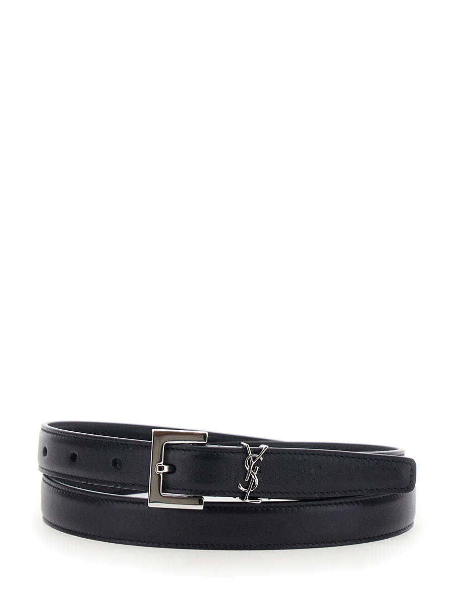 Belt Cassandre Plaque Black Leather