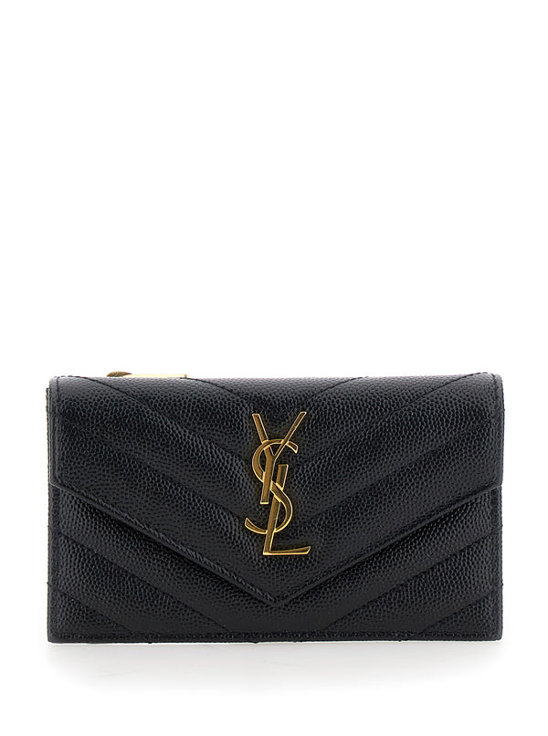 Card Holder Cassandre Crocodile-Embossed Black Calf Leather Accessory