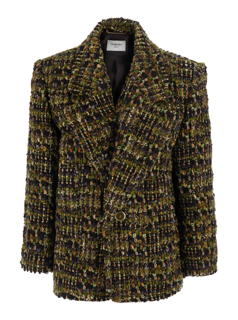 Single-Breasted Wool Jacket Green Blazers