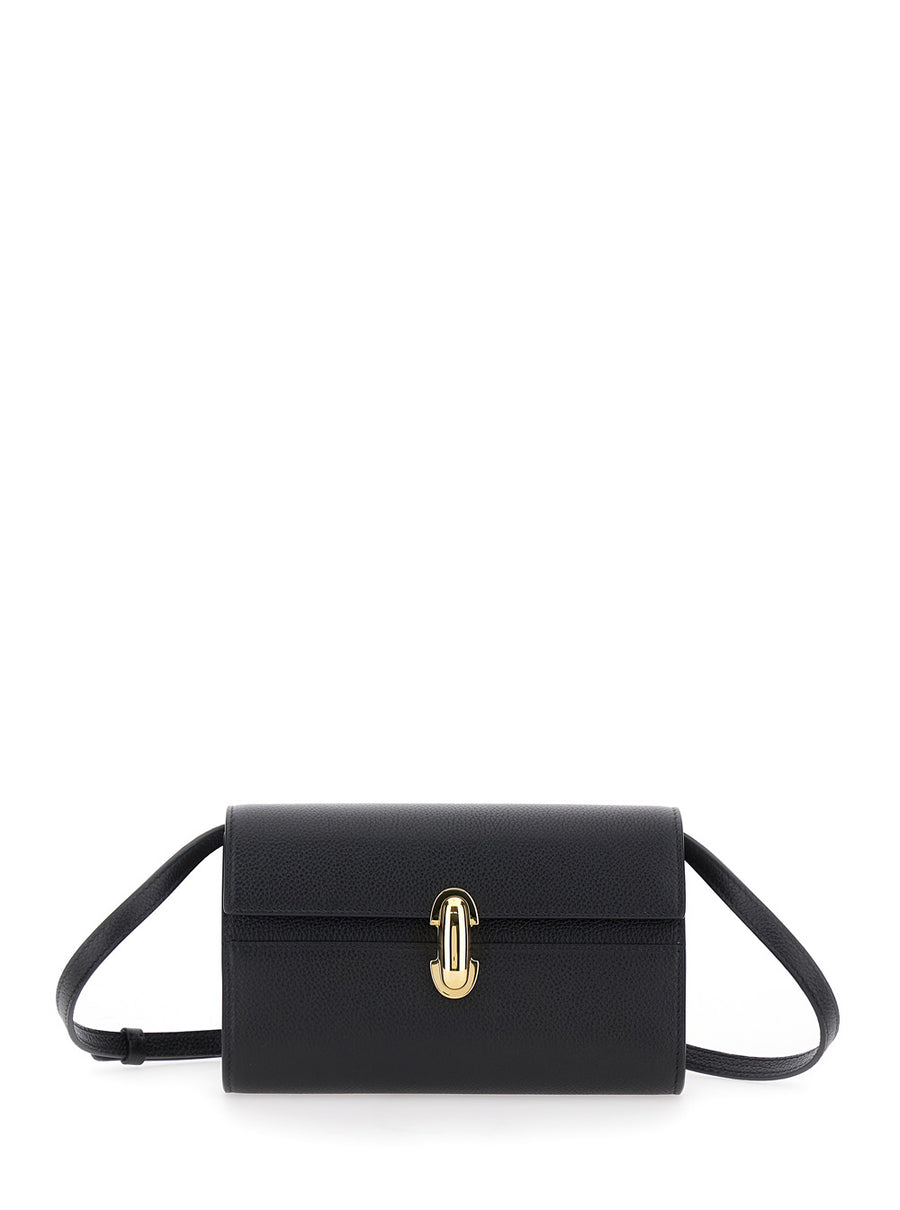 Shoulder Bag Symmetry Grained Black Leather Calf