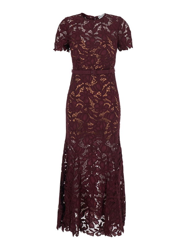 Long Lace Dress Burgundy
