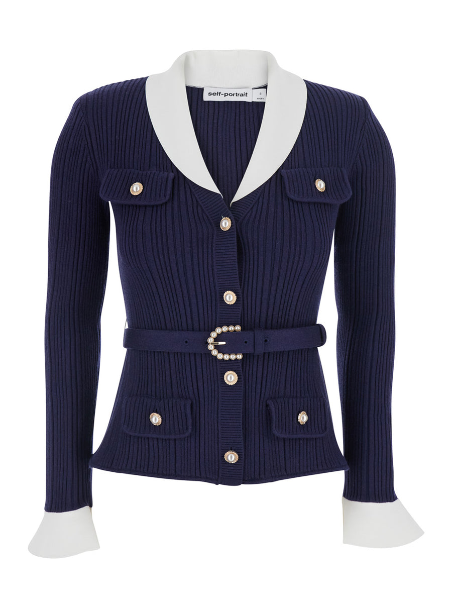 Cardigan Blue Ribbed Tops