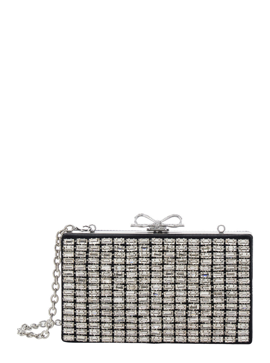 Clutch Bag Metallic Mesh Silver Polyester