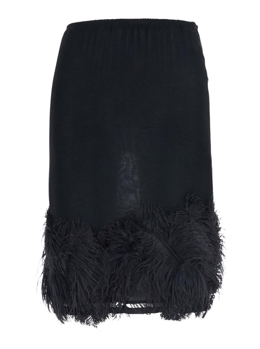 Skirt With Feather Trim, Black