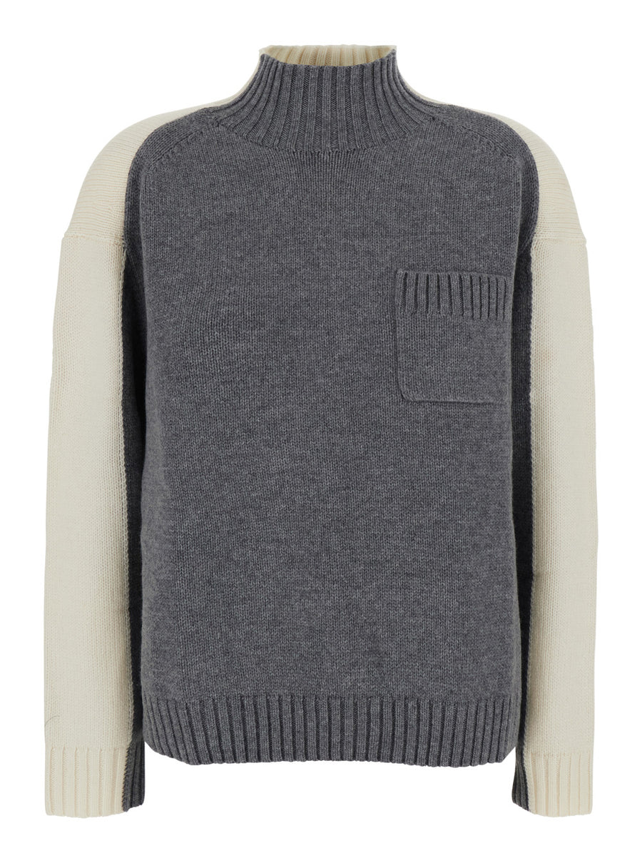 Winnie Two-Tone Cashmere Blend Sweater Grey Wool Tops