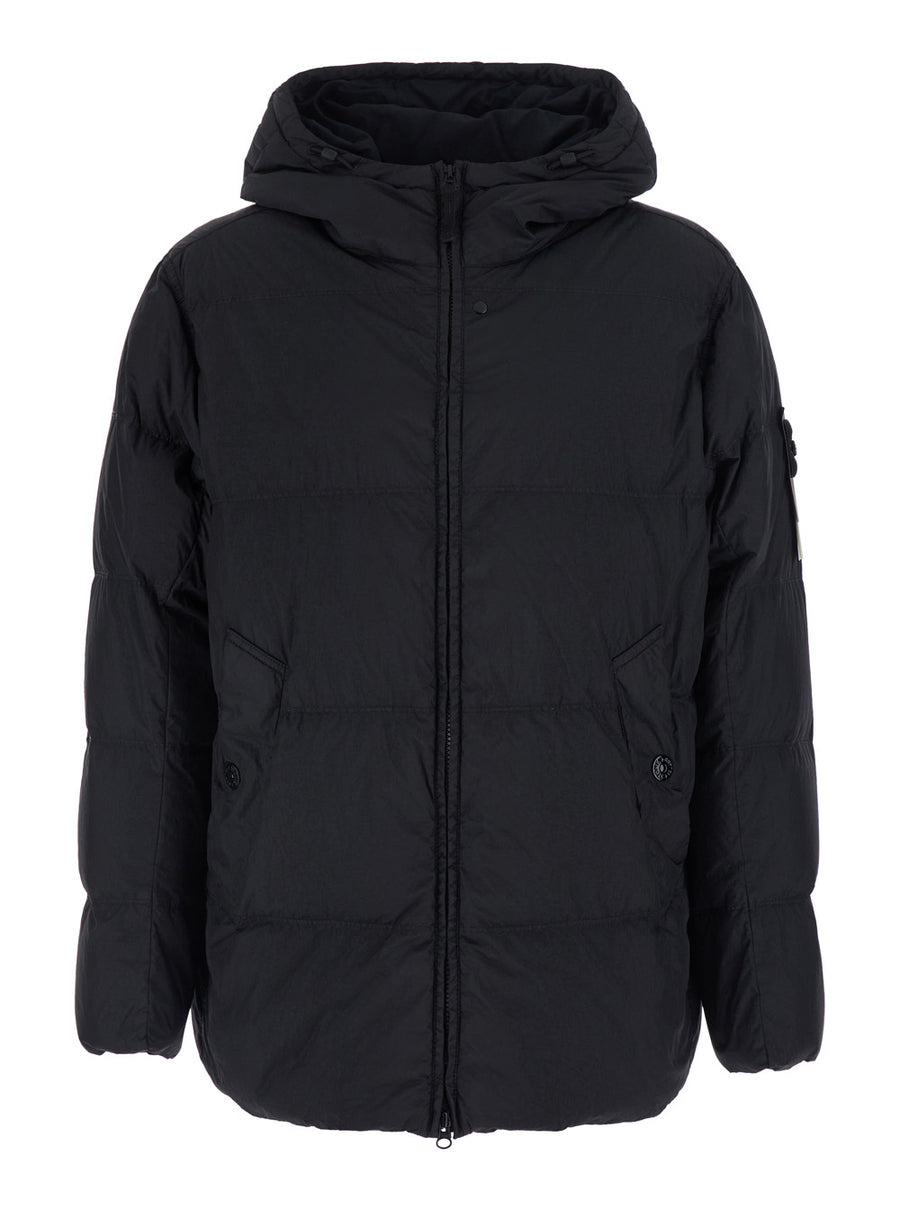 Down Jacket Crinkle Black Polyamide Padded &