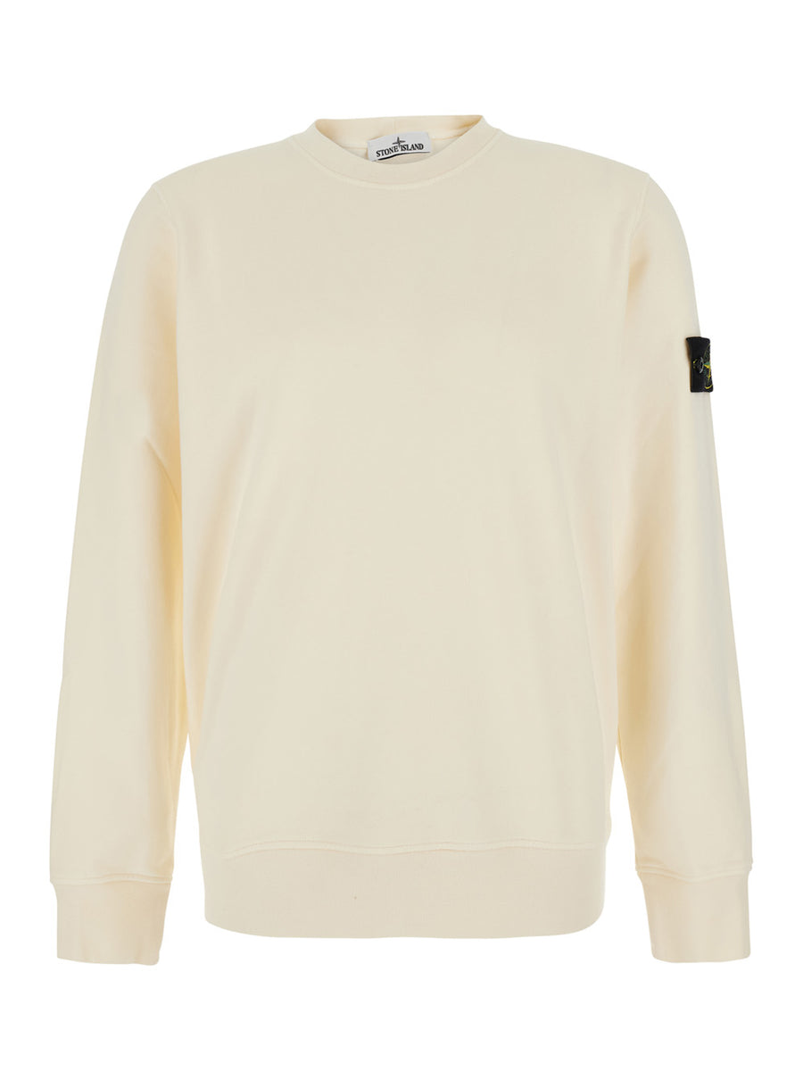 White Crew Neck Cotton Sweatshirt Sweatshirts