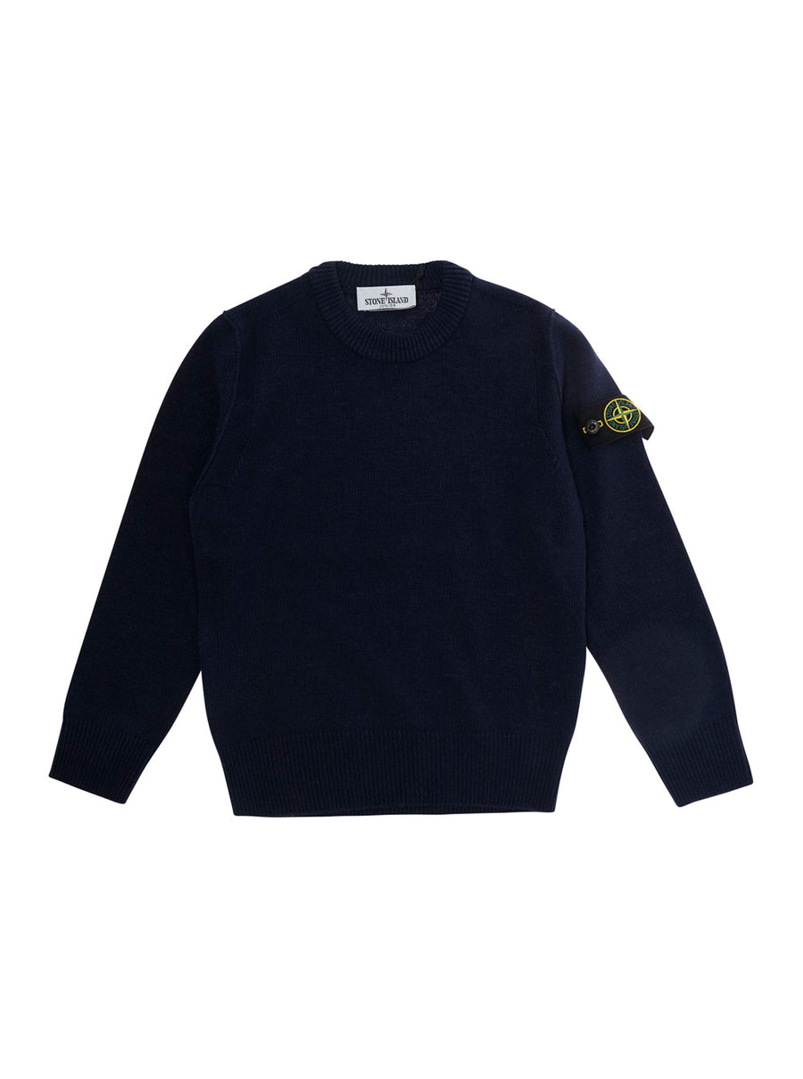 Crewneck Wool Sweater Blue Tops