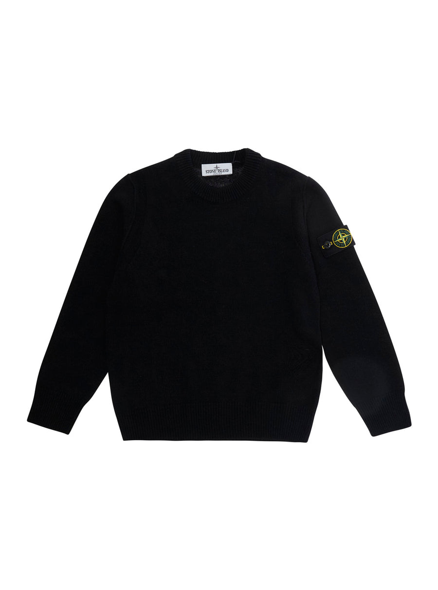 Crew Neck Sweater Black Wool Tops