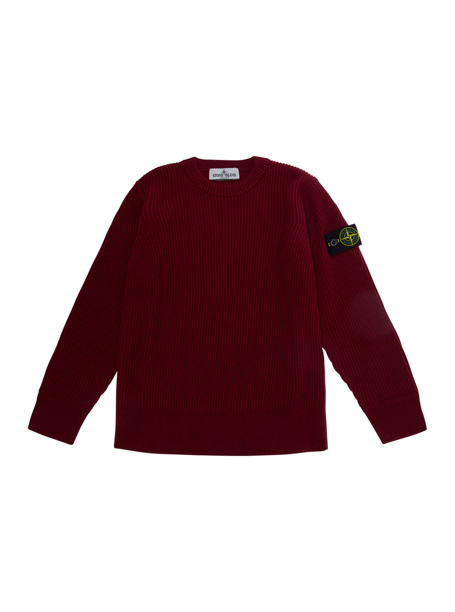 Crew Neck Sweater With Red Patch Tops
