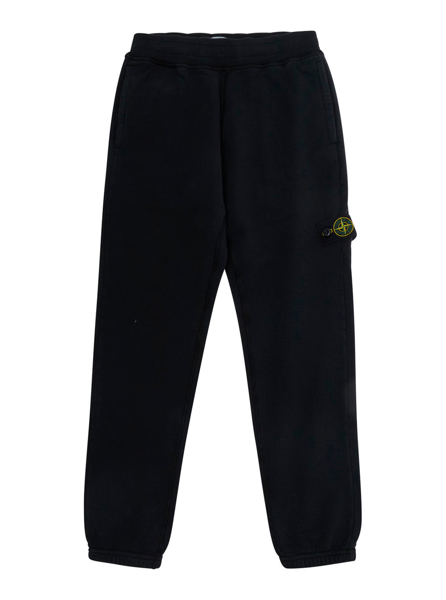 Sweatpants With Nylon Patch — Black Trousers