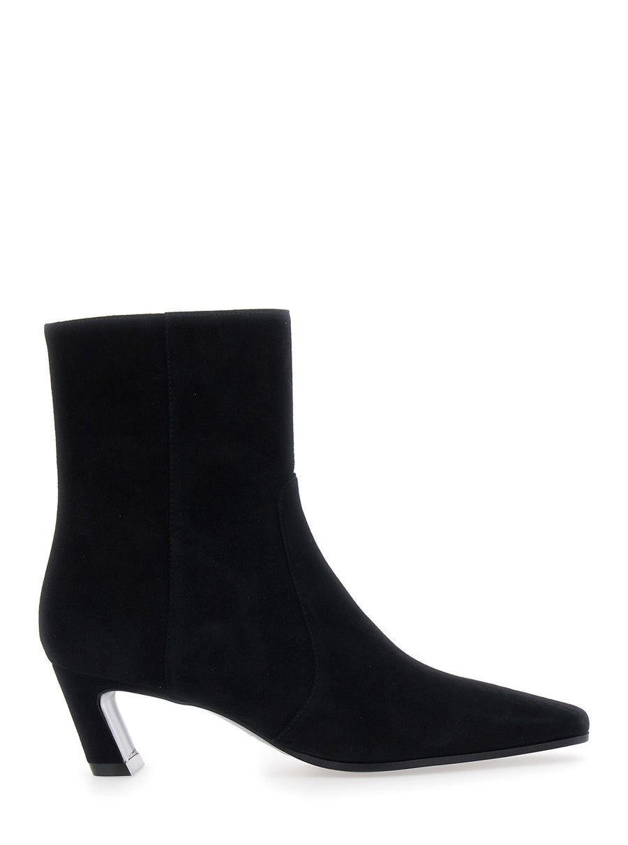 Bootie Stassi Zip Black Leather Upper Boot