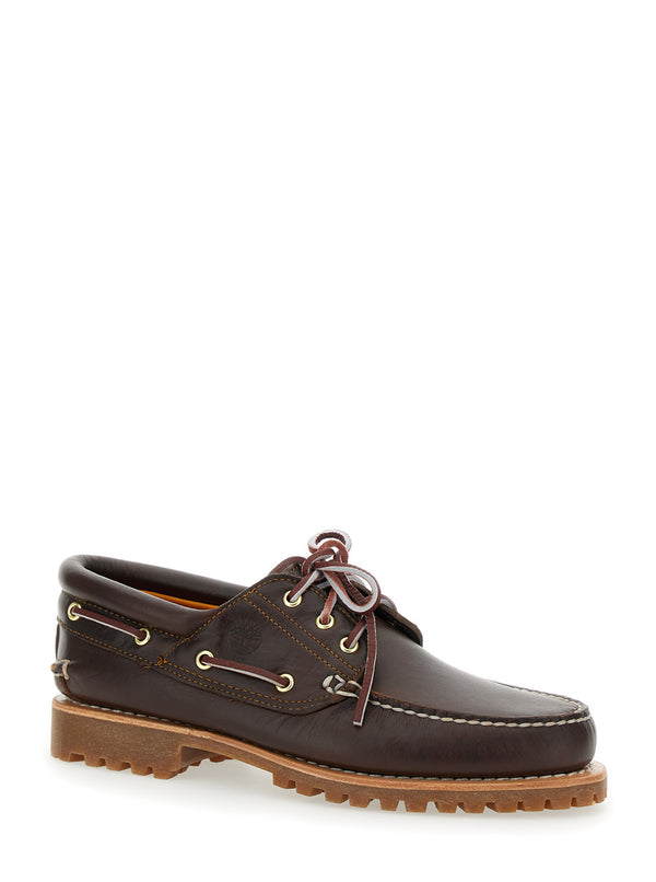 Loafers Brown Leather Low Block Heel
